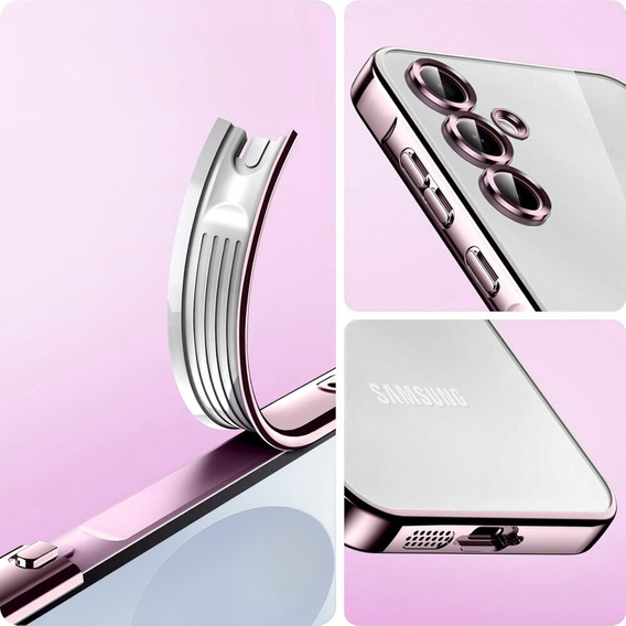 Etui do Samsung Galaxy S25, Electro MagSafe, różowe rose gold + Szkło na ekran