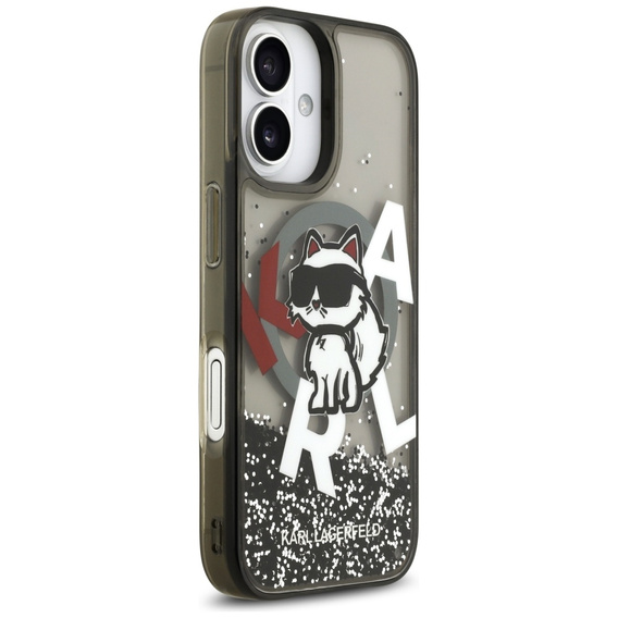 Etui Karl Lagerfeld do iPhone 17, Liquid Glitter Choupette MagSafe, czarne