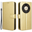 Etui z klapką do Honor Magic 6 Lite 5G, Crazy Horse Wallet, złote
