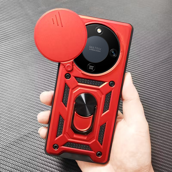 Etui pancerne do Honor Magic 8 Lite, CamShield Slide, czerwone