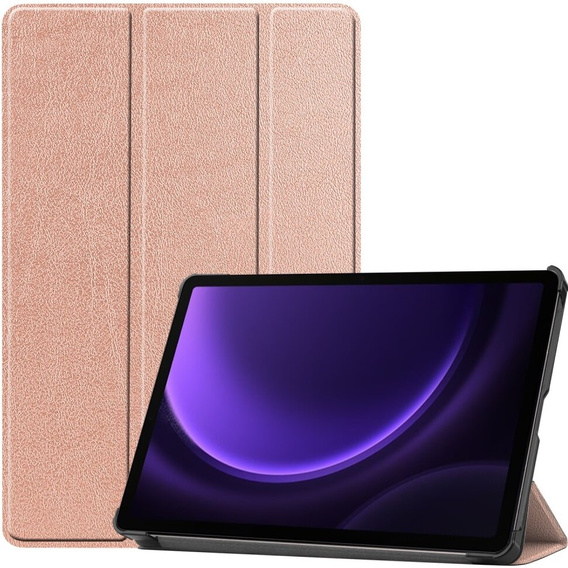 Etui do Samsung Galaxy Tab S10 Lite / S10 FE / S9 FE, Tri-fold, z miejscem na rysik, różowe rose gold