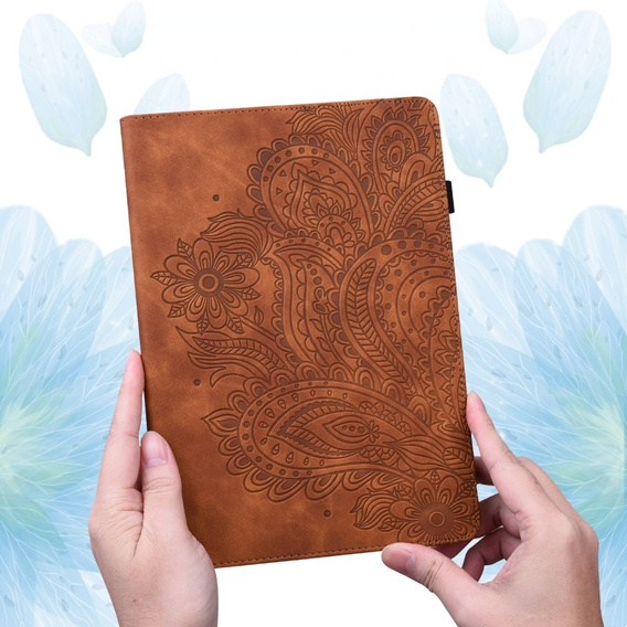 Etui do Xiaomi Redmi Pad SE 11", Flowers, brązowe