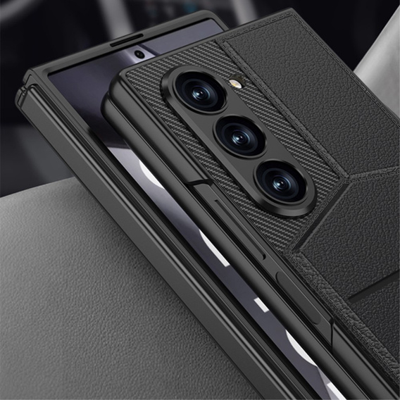 Etui do Samsung Galaxy Z Fold6 5G, GKK Card Holder Kickstand, czarne