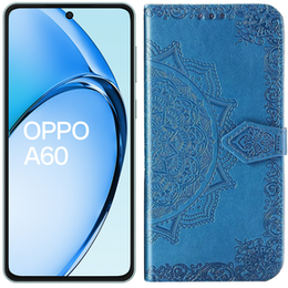 Etui z klapką do Oppo A60, Mandala, niebieskie