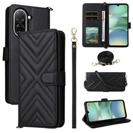 Etui z klapką do Xiaomi Redmi A5, Crossbody Leather Wallet, czarne