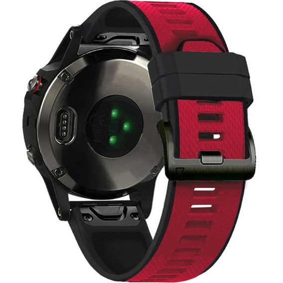 Pasek Silikonowy Quickfit 22mm do Garmin, Czerwony / Czarny