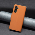 Etui z klapką do Samsung Galaxy A15, Wallet Litchi Leather, brązowe + szkło 9H