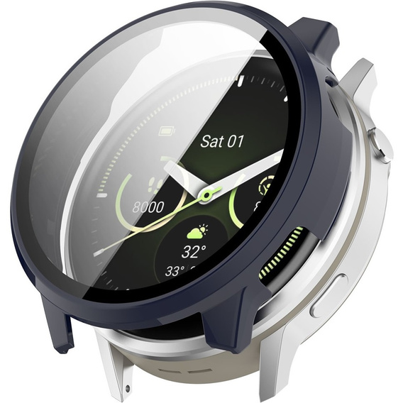2w1 Etui + Szkło Hartowane do Garmin Venu 4 45mm, granatowe