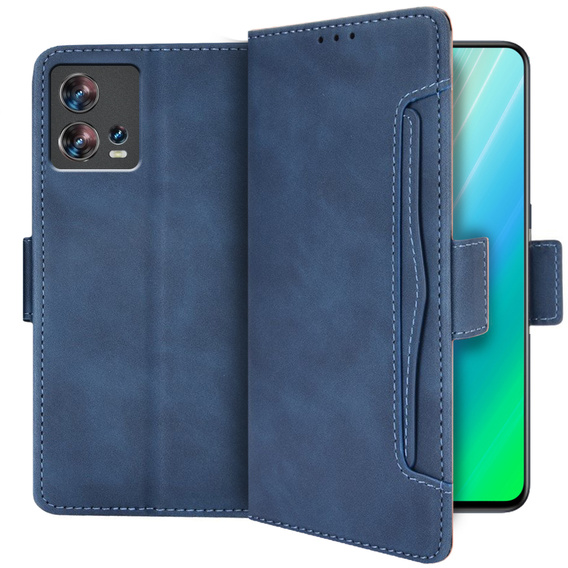 Etui z klapką do Motorola Edge 30 Fusion 5G, Card Slot, niebieskie