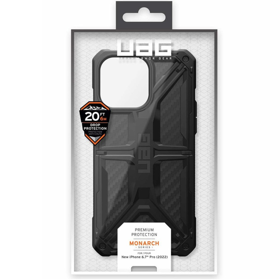 Etui Urban Armor Gear do iPhone 14 Pro Max, Monarch, Carbon czarne