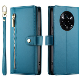Etui z klapką do Realme 14 Pro+ 5G, Wallet Zipper Pocket, niebieskie