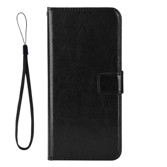 Etui z klapką do Honor Magic 8 Lite, Crazy Horse Wallet, czarne