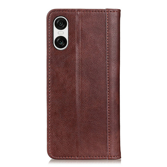 Etui z klapką do Sony Xperia 10 VI, Split Leather, brązowe