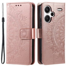 Etui z klapką do Xiaomi Redmi Note 13 Pro+, Mandala, różowe rose gold