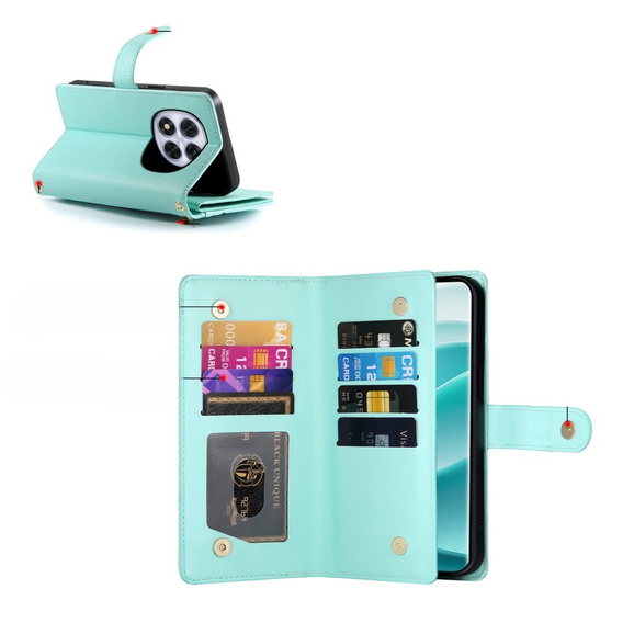 Etui z klapką do Xiaomi Redmi Note 14 Pro 5G / Poco X7 5G, Wallet Zipper Pocket, zielone