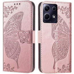Etui z klapką do Infinix Note 40 Pro, Butterfly, różowe rose gold