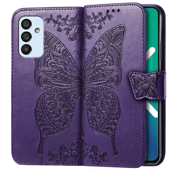 Etui z klapką do Samsung Galaxy M23 5G / M13, Butterfly, fioletowe