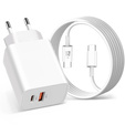 Szybka Ładowarka  USB-C 20W + Kabel 1M do iPhone 16/15 Pro/Max/Plus