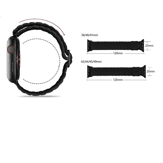 Pasek nylonowy do Apple Watch 1/2/3/4/5/6/7/8/9/10/11/SE 38/40/41/42mm, Czarny