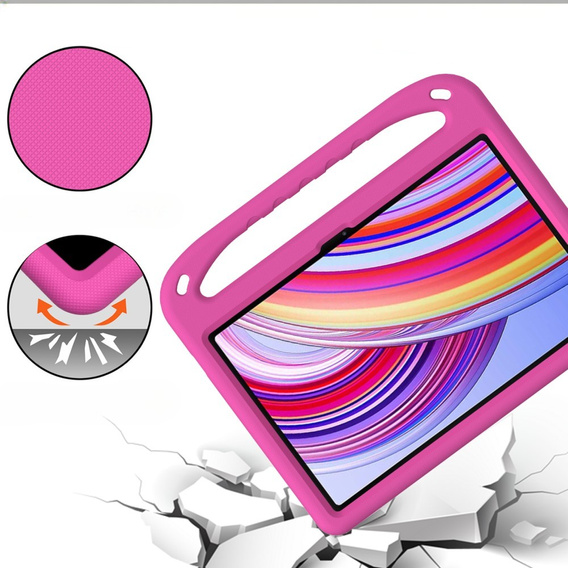 Etui dla dzieci do Xiaomi Redmi Pad Pro / Xiaomi Poco Pad, z uchwytem, różowe