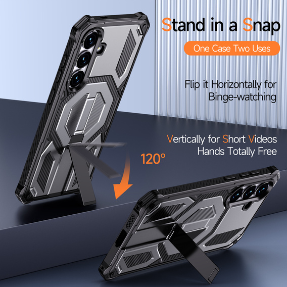 Etui ochronne do Samsung Galaxy S25 FE do MagSafe, z podstawką, szare