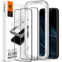 Szkło Hartowane z ramką do montażu SPIGEN Alm Glass FC iPhone 16E / 14 / 13 / 13 Pro, Black (2 sztuki)