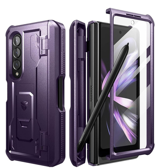 Etui pancerne do Samsung Galaxy Z Fold 4 5G, Dexnor Full Body S-Pen Slot, fioletowe