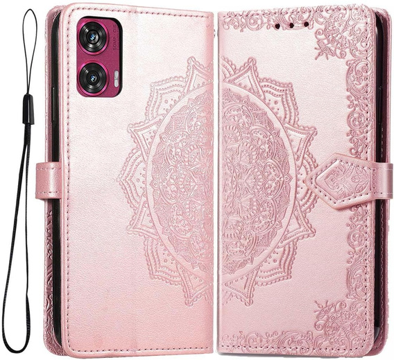 Etui z klapką do Motorola Edge 50 Fusion 5G, Mandala, różowe