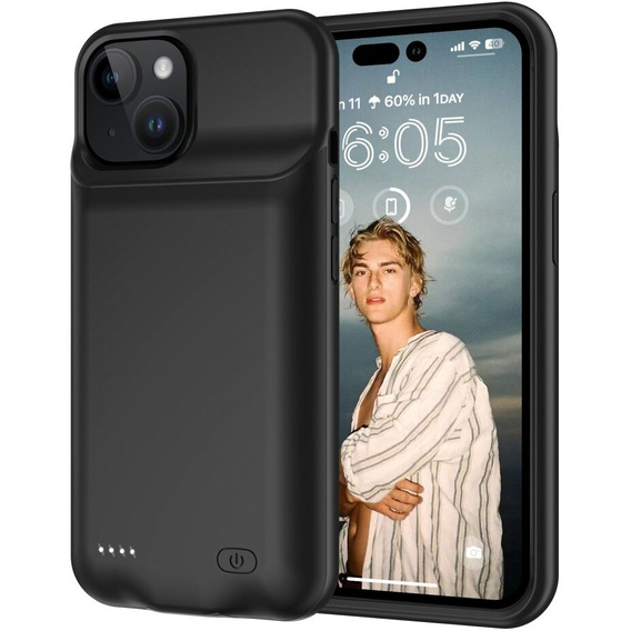 Etui z Baterią 8500mAh do iPhone 15 Plus, czarne