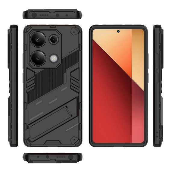 Etui do Xiaomi Redmi Note 13 Pro 4G / Xiaomi Redmi Note 14S / Xiaomi Poco M6 Pro 4G, Military kickstand, czarne