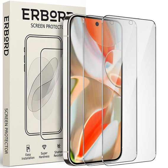 2x Szkło Hartowane do Google Pixel 9 Pro XL, ERBORD 9H Hard Glass, szybka