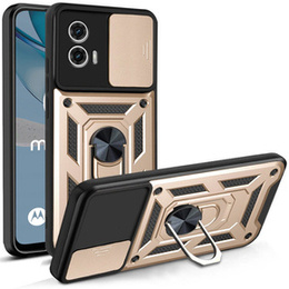 Etui pancerne do Motorola Moto G53 5G, CamShield Slide, złote