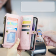 Etui CASEME do Samsung Galaxy A55 5G, RFID Leather Wallet, z paskiem na ramię, różowe