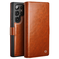 Etui z klapką do Samsung Galaxy S25 Ultra, QIALINO Leather Wallet, brązowe