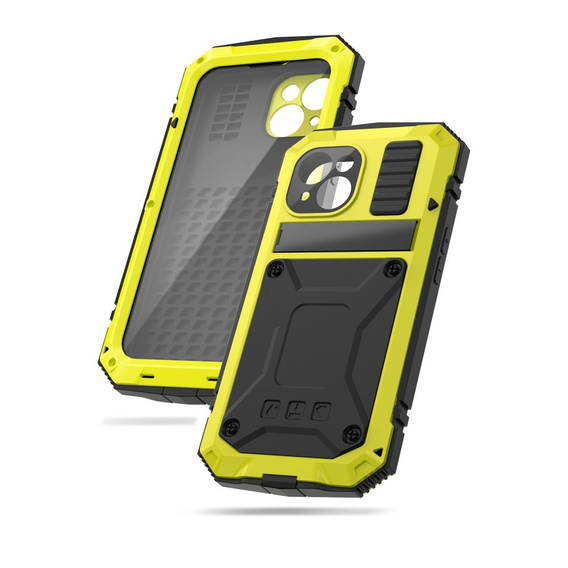 Etui do iPhone 15, R-JUST, pancerne, żółte / czarne