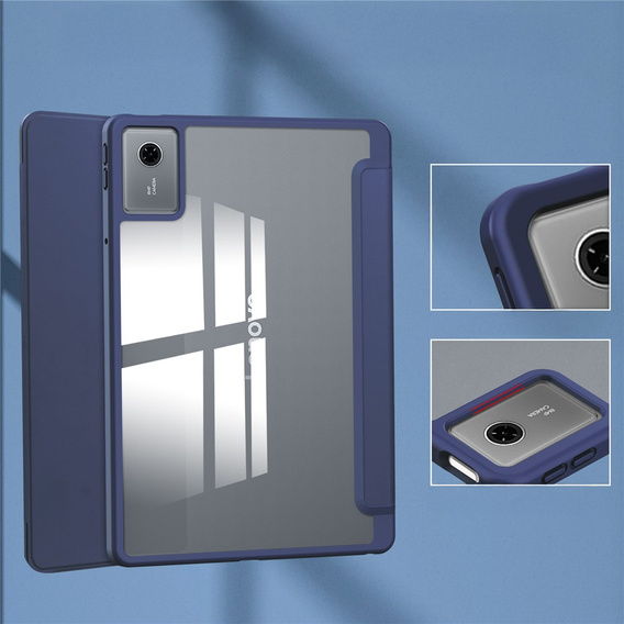 Etui z przezroczystym tyłem i miejscem na rysik do Lenovo Idea Tab 11" / Tab K11 11" (2 gen.), granatowe