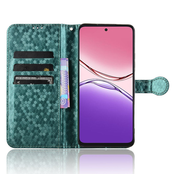 Etui z klapką do Oppo A5 Pro 5G, Wallet Rhombus, zielone