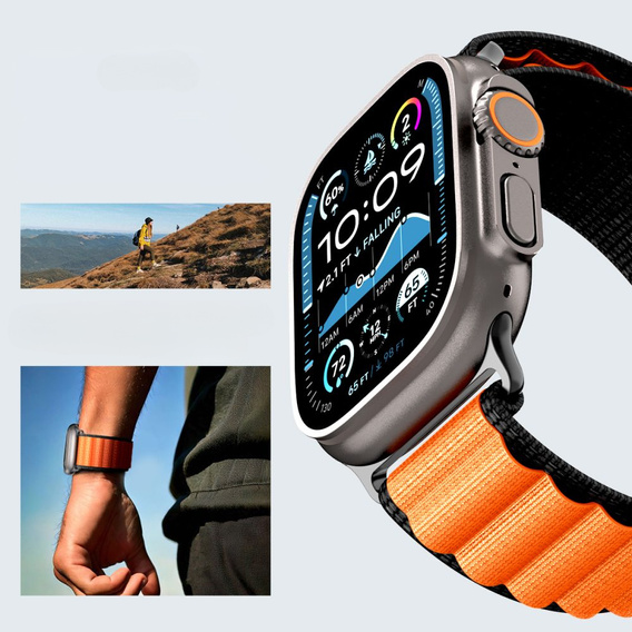 Pasek Spigen WBF1 Band do Apple Watch 1/2/3/4/5/6/7/8/9/10/11/SE/Ultra 1/2/3 42/44/45/46/49mm – Czarny / Pomarańczowy