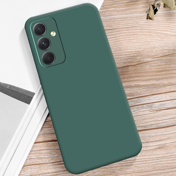 Etui do Samsung Galaxy A15, Silicone Lite, ciemnozielone + szkło 9H