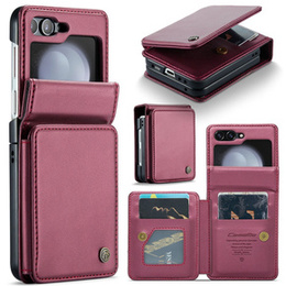Etui z klapką CASEME do Samsung Galaxy Z Flip5 5G, Litchi Wallet, czerwone