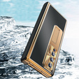 Etui ze szkłem do Samsung Galaxy Z Fold 4 5G, Premium Alloy, Gold / Black