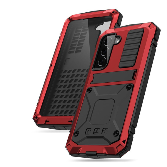Etui Defender Kickstand do Samsung Galaxy S22 5G, czerwone