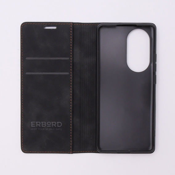 Etui do Oppo Reno 10 / 10 Pro, ERBORD Vintage portfel z klapką, czarne