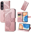Etui z klapką do Vivo V50 Lite 4G / 5G, Butterfly, różowe rose gold