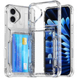 Etui do iPhone 16, Card Holder Kickstand, przezroczyste