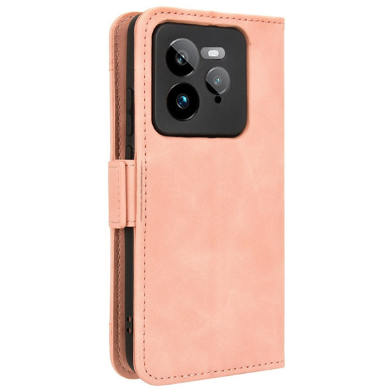 Etui z klapką do Realme GT 7 Pro, Card Slot, różowe