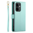 Etui z klapką do Oppo Reno 13F 5G, Wallet Zipper Pocket, miętowe