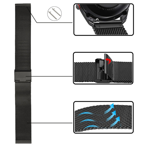 Pasek Bransoleta Milanese + Etui do Samsung Galaxy Watch 7 44mm, Czarna