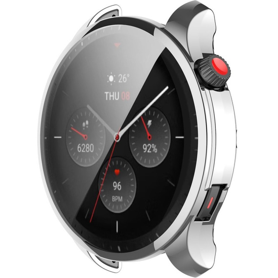 2w1 Etui z osłoną na ekran do Amazfit GTR 4 46mm, Srebrne