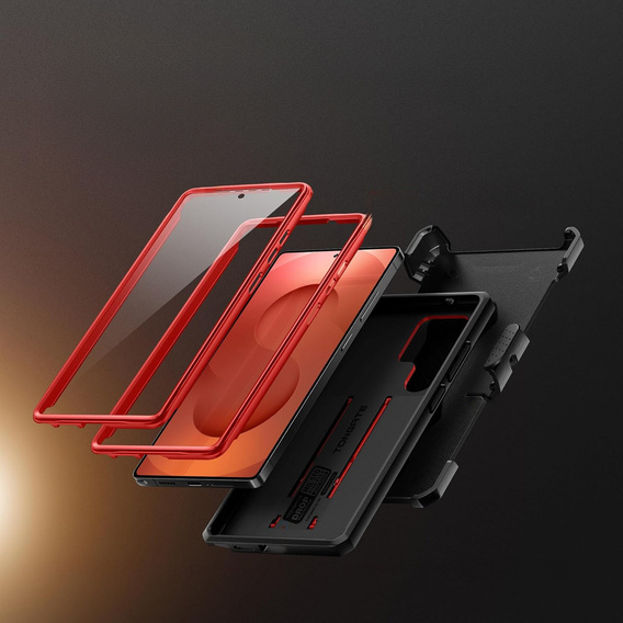 Etui do Samsung Galaxy S25 Ultra, Tongate MECH Series, Klips do paska, czerwone